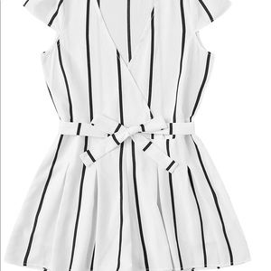 Black and white striped romper